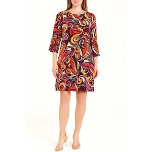 ANTHROPOLOGIE MAEVE Flavia Swirl Print Shift Dress Size S